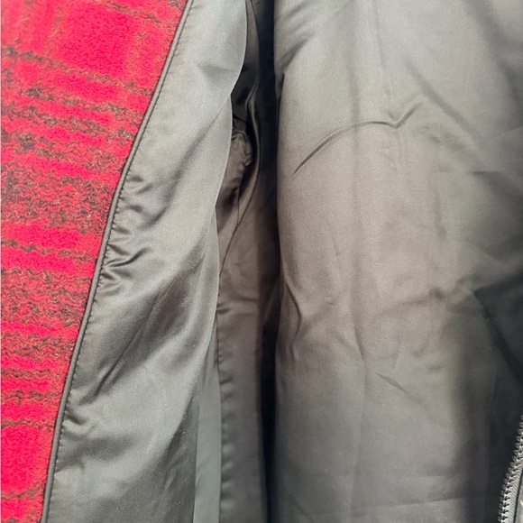 Pendleton Red and Black Plaid Zip-Front Wool Pea Coat - Picture 5 of 7